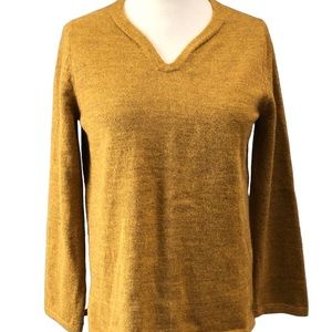 Kuna Baby Alpaca Sweater, Mustard/Gold, Pullover, V Neck, Sz S